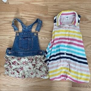 Jordache Denim Overall Dress Floral Old Navy 2T Bundle
